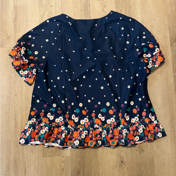NWOT BloomChic Stone blue floral Detail Flutter Sleeve Blouse Size 22-24/3X - Picture 10 of 11